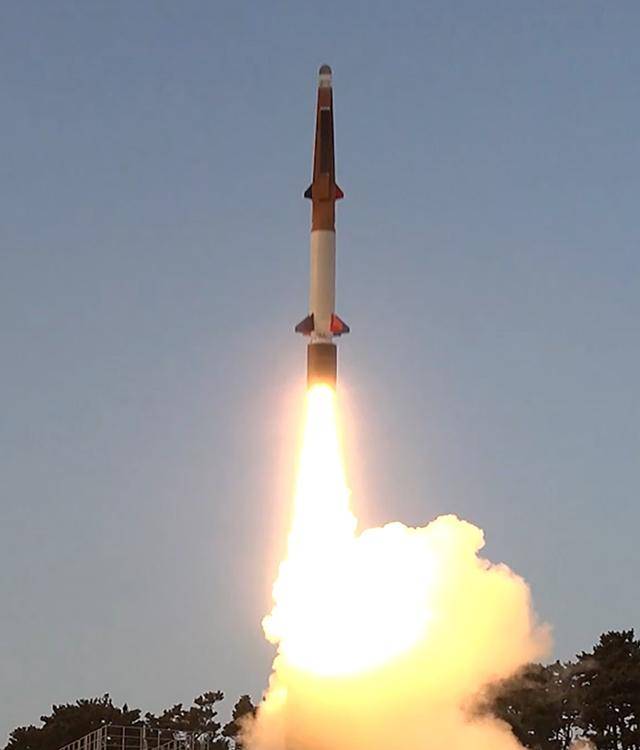 국방과학연구소(ADD) 주관으로 개발 중인 한국형 극초음속 비행체 '하이코어'가 시험발사되고 있다. ADD 제공