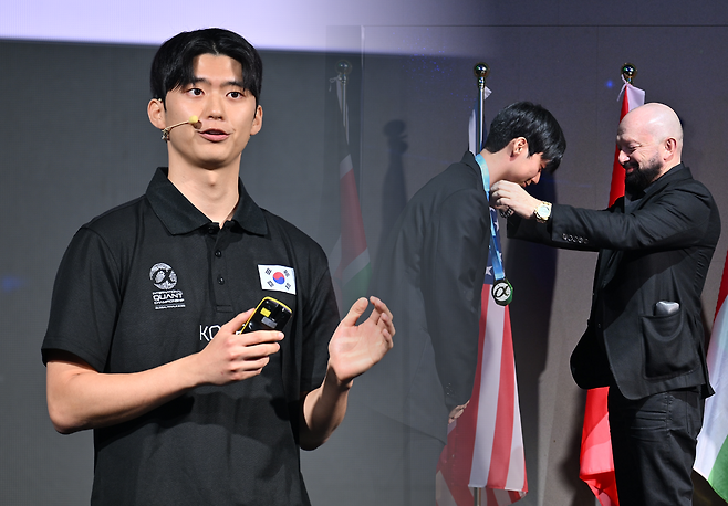 제5회 국제퀀트 챔피언십(IQC) 결선에서 투자 포트폴리오를 발표하고 있는 UNIST 김민겸 학생. (사진=김민겸 씨 제공)