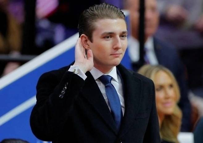 지난 1월 도널드 트럼프 미국 대통령 취임식에 참여한 배런 트럼프 [로이터]