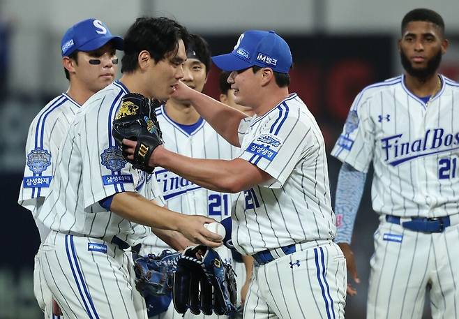 ▲ 김재윤, 오승환 ⓒ삼성 라이온즈