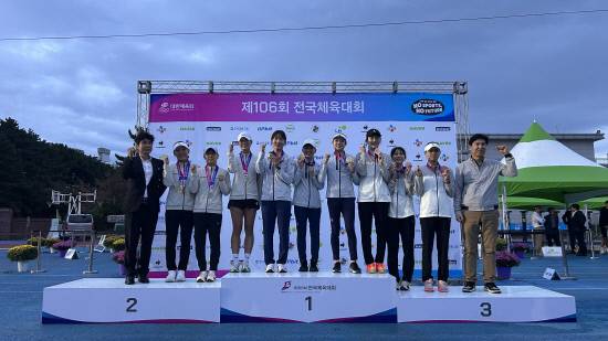 근대5종 여자 일반부 단체전 시상식 모습. 사진=경남 근대5종연맹