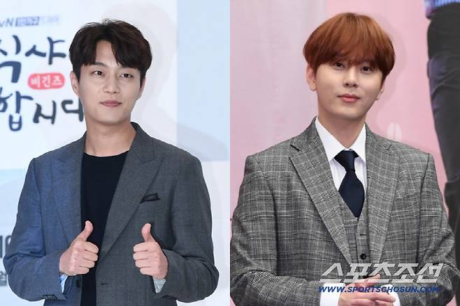 윤두준(왼쪽), 용준형. 스포츠조선DB