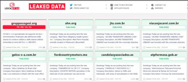 록빗 3.0 다크웹 유출 사이트. (사진=SK쉴더스)