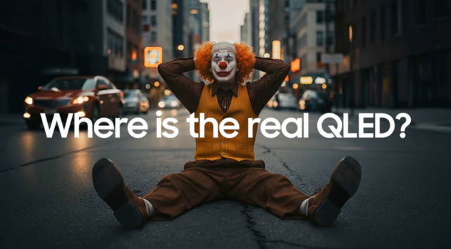 삼성전자가 최근 자사 유튜브 채널에 공개한 ‘진짜 QLED는 어디에’ 광고 이미지. 영상 캡쳐