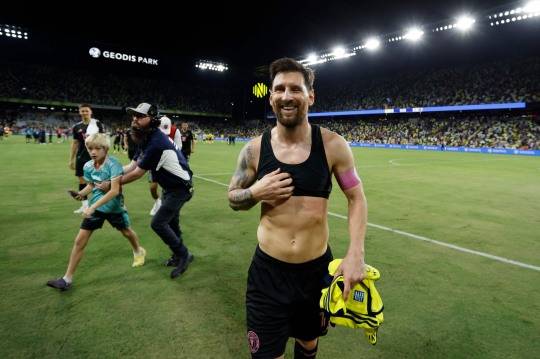 해트트릭을 달성한 리오넬 메시. 사진[AFP=연합뉴스]