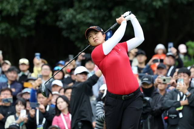 ▲'2025 BMW 레이디스 챔피언십' 해남대회에서 김세영 선수가 티샷을 하고 있다.2025.10.19ⓒLPGA