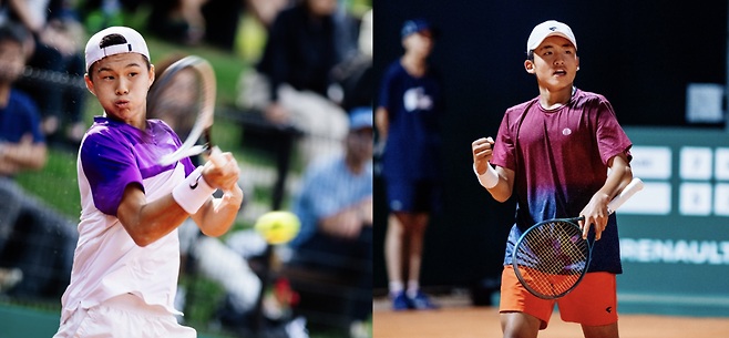 Roland-Garros Junior Series by Renault 도쿄 대회에 나선 김동재(왼쪽)와 장준서. /사진=서울시체육회 제공
