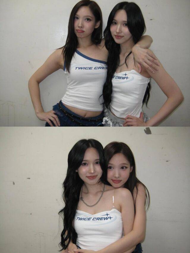 트와이스 10주년 팬미팅 백스테이지 현장에서의 나연과 미나/나연 개인SNS