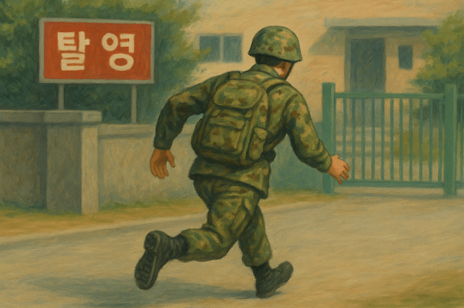 군인 탈영 이미지. AI이미지 생성