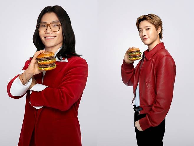맥도날드 새 광고 캠페인 모델 김범수(왼쪽)와 우즈 [맥도날드 제공. 재판매 및 DB 금지]