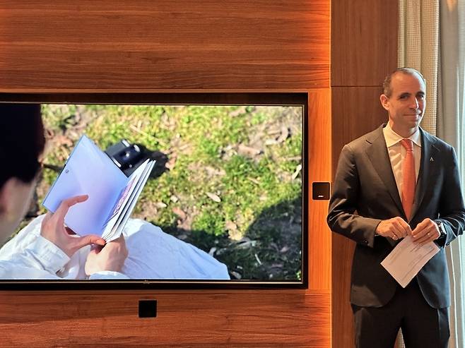 간담회에 참석한 사무엘 피터 콘래드 서울 총지배인 / 사진=권효정 여행+ 기자