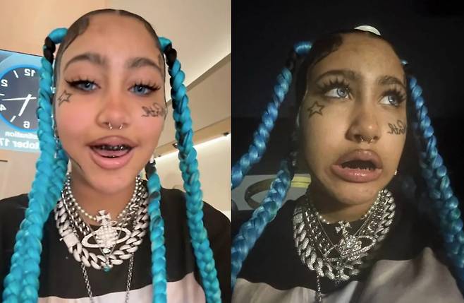 할리우드 스타 킴 카다시안의 12세 딸 노스 웨스트(North West)가 파격적인 새 스타일을 공개했다. /사진=틱톡