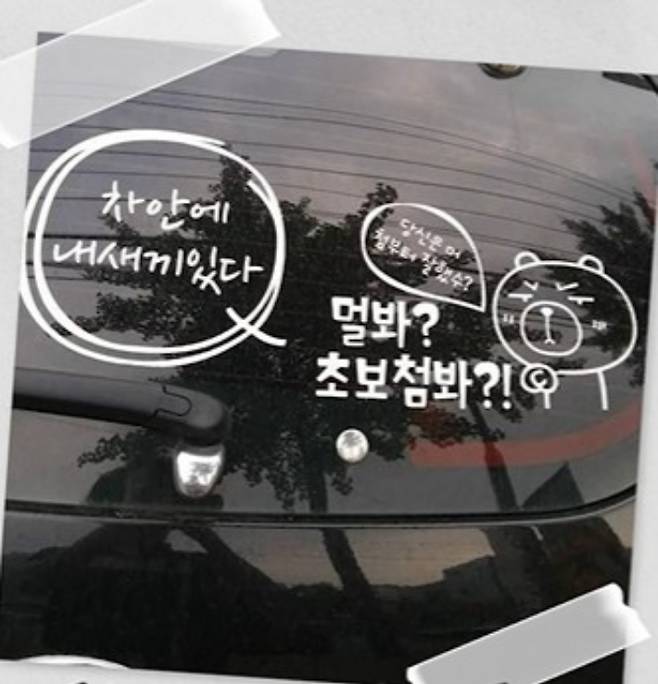 커뮤니티에 올라온 차량스티커. 커뮤니티 캡처