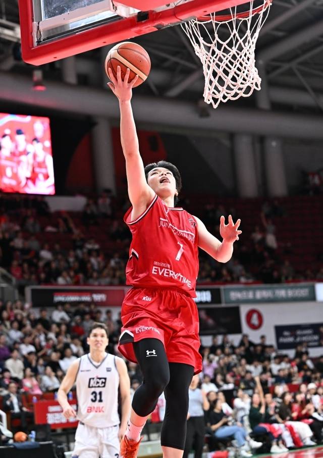 표승빈은 정관장에서 김영현과 함께 상대 앞선 에이스를 막는 스토퍼 역할을 하고 있다. 그렇게 올 시즌 7경기 출전, 평균 11분 46초 동안 2.4점 2.1리바운드를 기록 중이다. 지난 KCC전에서는 7점 4리바운드 2어시스트 3스틸, 인생 경기를 펼쳤다. 사진=KBL 제공