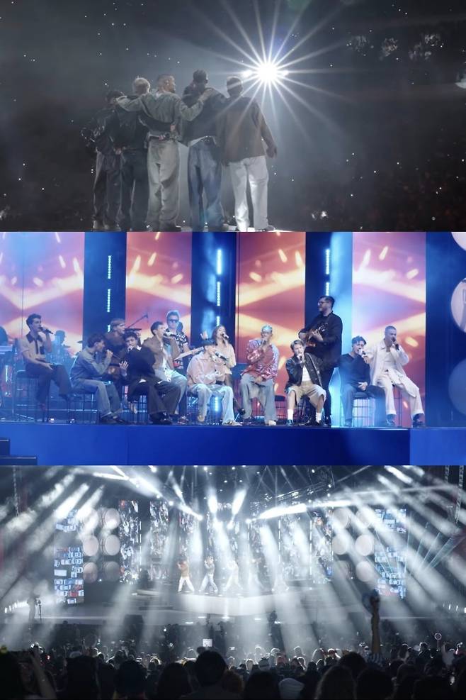 산토스 브라보스는 출발부터 남달랐다. 현지 시간 22일 우리로 치면 케이스포돔과 같은 의미를 지닌 ‘라틴 음악의 성지’ 멕시코 아우디토리오 나시오날에서 데뷔 콘서트가 열렸다. 사진|하이브 레이블즈 유튜브 영상 캡처