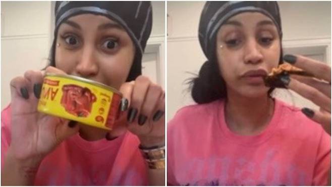 미국 유명 래퍼 카디비(Cardi B)가 SNS(소셜미디어)에서 고추참치 먹는 모습을 공개해 화제다./사진=카디비 인스타그램