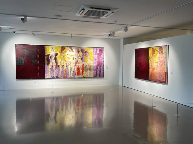 송파구는 오는 11월 21일까지 구립 미술관 더갤러리호수에서 ‘김흥수: 하모니즘’ 전시회를 개최한다고 24일 밝혔다. 사진은 더갤러리호수 2전시실에 ‘형상의 언어’를 주제로 김흥수 화백의 작품이 전시돼 있는 모습. 송파구청 제공