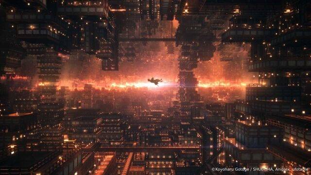 극장판 귀멸의 칼날: 무한성편 - 스틸컷. 탄지로가 무한성 속으로 추락하고 있다. / 애니맥스브로드캐스팅코리아 제공