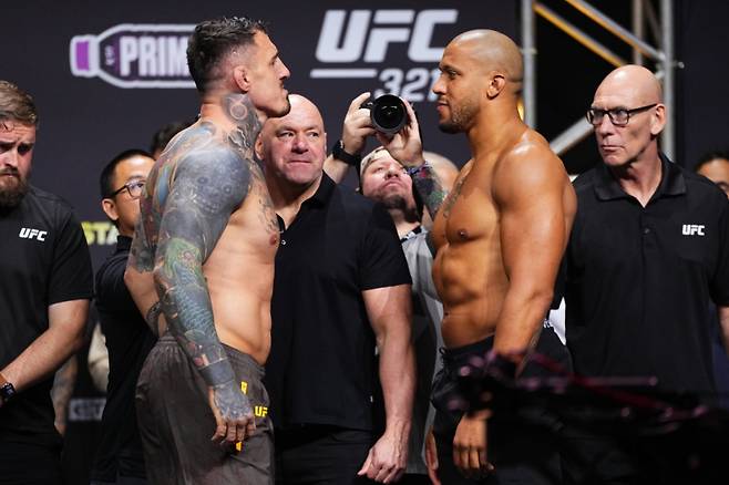 톰 아스피날(왼쪽)과 시릴 간 페이스오프. 사진=UFC