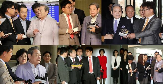 2025년 10월 25일은 고 이건희 삼성 회장 5주기다. 사진은 생전 이 회장의 활동 모습. 사진 위에서 왼쪽부터 시계방향으로 △ 2010년 9월 17일 와세다대 명예박사 수여식 참석차 일본으로 출국때 △2011년 10월 14일 미국 일본 출장을 마치고 김포공항에서 △2011년 1월3일 호텔신라에서 열린 삼성그룹 2011년 시무식 참석△2011년 3월 31일 해외출국 △2011년 12월 1일 자랑스런 삼성인상 시상식차 삼성 서초사옥 로비에서 △2011년 9월27일 미국 코닝 출장을 위한 김포공항 출국장에서/사진=머니투데이DB