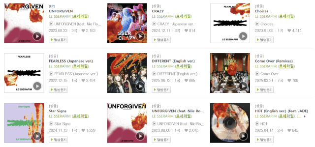 '스파게티 소스'가 묻은 앨범 사진들/음원사이트 '멜론' 캡처