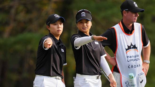 김효주(왼쪽)와 최혜진(가운데). /사진=LPGA 공식 홈페이지