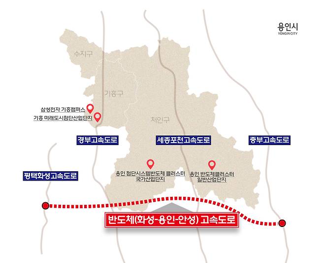 반도체 고속도로 위치도<용인시 제공>