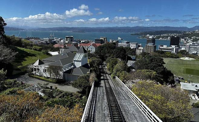 케이블카를 타고 오른 켈번(Kelburn) 정상에서 보이는 웰링턴 항만(Wellington Harbour) / 사진=김소은