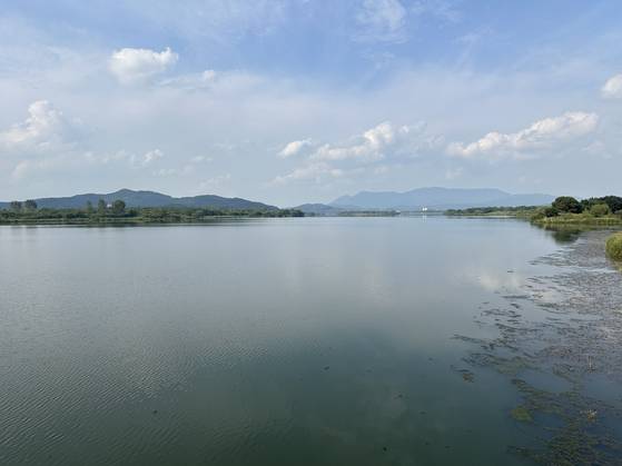 The view upstream from Gumi, North Gyeongang, on Sept. 30. [JIM BULLEY]