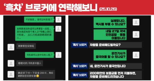 김은혜 의원실이 중국 흑차 브로커와 연락을 주고받은 내용 갈무리. 김 의원 제공