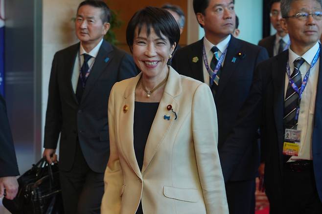 다카이치 사나에 일본 총리가 26일 말레이시아 쿠알라룸푸르에서 열린 제47차 동남아시아국가연합(ASEAN) 정상회의에 참석하고 있다. [AP]