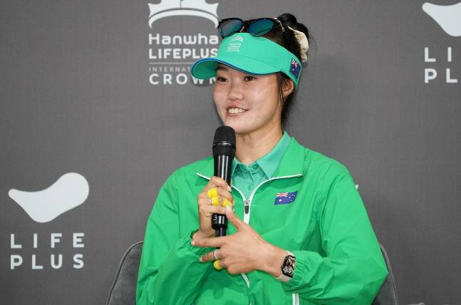 우승 기자회견에서 소감을 밝히는 그레이스 킴. /사진=LPGA 제공