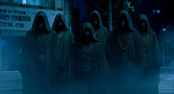 Grim reapers, created using AI technology, from Korea's first AI commercial feature film ″Run to the West″ [CJ CGV]