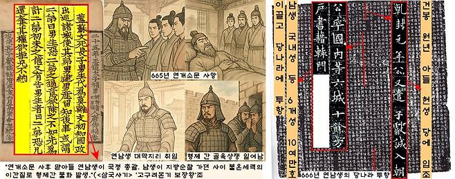 665년 연개소문이 죽자 맏아들 남생이 대막지리 지위를 이어받아 국정을 총괄했지만, 지방순찰 와중에 형제간 반목이 생겨 골육상쟁이 벌어졌다. 두 동생(남건-남산) 이 남생의 맏아들 헌충을 죽였다. 남생은 국내성으로 피했다가 결국 당나라에 투항한다.(666)