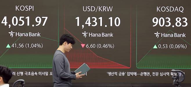코스닥이 비슷한 목적의 나스닥과 그로스와 다르게 디스카운트 상황이라는 우려가 나온다. 사진은 29일 서울 중구 하나은행 딜링룸. /사진=뉴스1