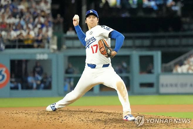 WS 4차전에서 투구하는 오타니 쇼헤이 [Imagn Images=연합뉴스]