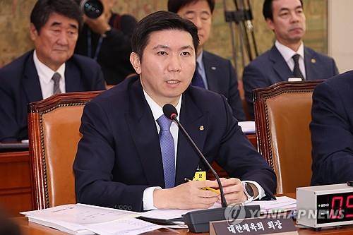 국정감사에서 답변하는 유승민 대한체육회장 [연합뉴스 자료 사진]