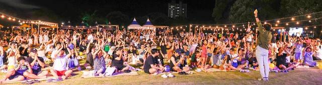 성주군 야간관광 프로그램인 '트윙클성주'에 전국에서 참여한 가족단위 관광객들 모습. 성주군 제공