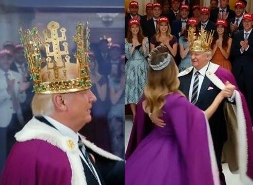 왕관을 쓴 트럼프 대통령. 엑스 캡처