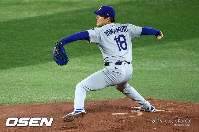 [사진] 다저스 야마모토. ⓒGettyimages(무단전재 및 재배포 금지)