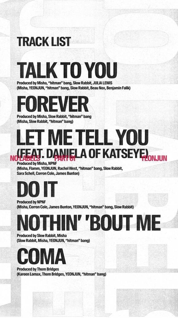 타이틀곡 'Talk to You'는 나를 향한 너의 강한 끌림과 그 속에서 피어나는 긴장감을 노래한다. 기타 리프가 인상적인 하드 록 장르로 생동감 넘치는 드럼 사운드 위 거친 가창이 어우러진다. /빅히트 뮤직