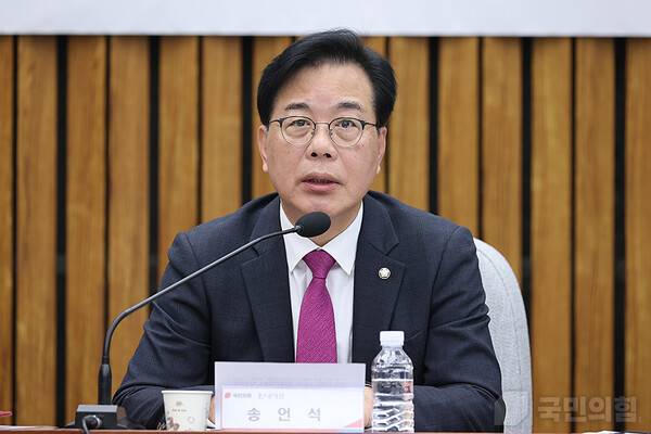 ▲송언석 국민의힘 원내대표가 2일 국민의힘-서울 인천 경기 강원 지역민생 예산정책협의회에서 발언하고 있다. 사진=국민의힘