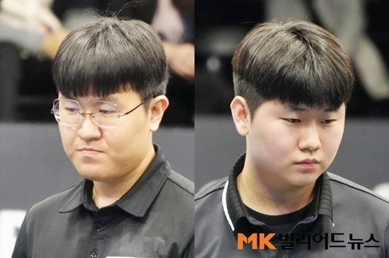 유청소년부 선발전을 거쳐 광주3쿠션월드컵에 출전한  ‘10대 유망주’ 김건윤(왼쪽)과 최우현도 각각 2승 조1위로 2차예선에 올랐다.