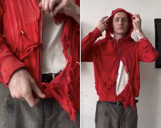 발렌시아가의 '디스트로이드(Destroyed) 모델 재킷'. 엑스(X·옛 트위터) 캡처