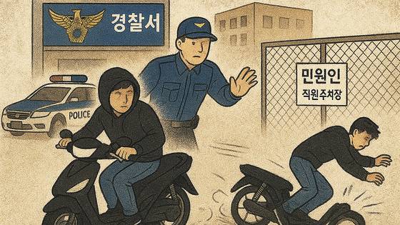 경남 창원서부경찰서에서 발생한 압수물(오토바이) 도난 사건 이미지. 사진 챗gpt