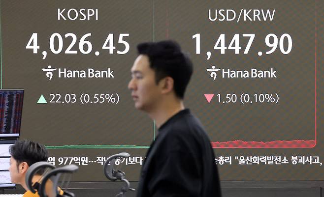 6일 서울 중구 하나은행 본점 딜링룸에서 딜러가 업무를 보고 있다. (사진=연합뉴스)