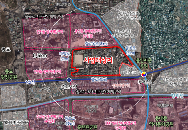 서울 종로구 효제동 292-2번지 일대 위치도. 서울시