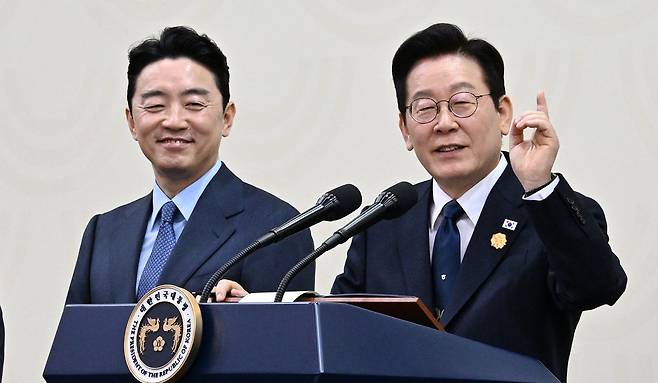 이재명 대통령이 1일 경북 경주 APEC 미디어센터에서 열린 기자회견에서 취재진의 질문에 답하고 있다. 2025.11.01. 대통령실사진기자단