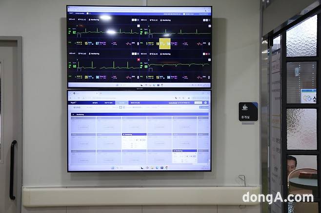 대웅제약 씽크 모니터가 설치된 동탄시티병원 병동