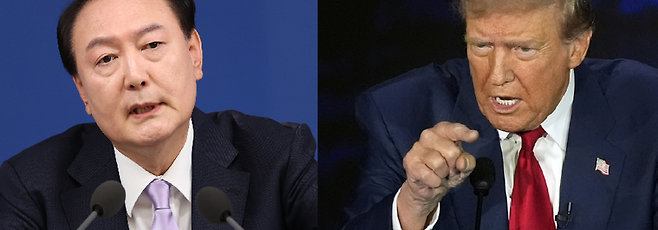 윤석열 전 대통령과 도널드 트럼프 미국 대통령. 연합뉴스